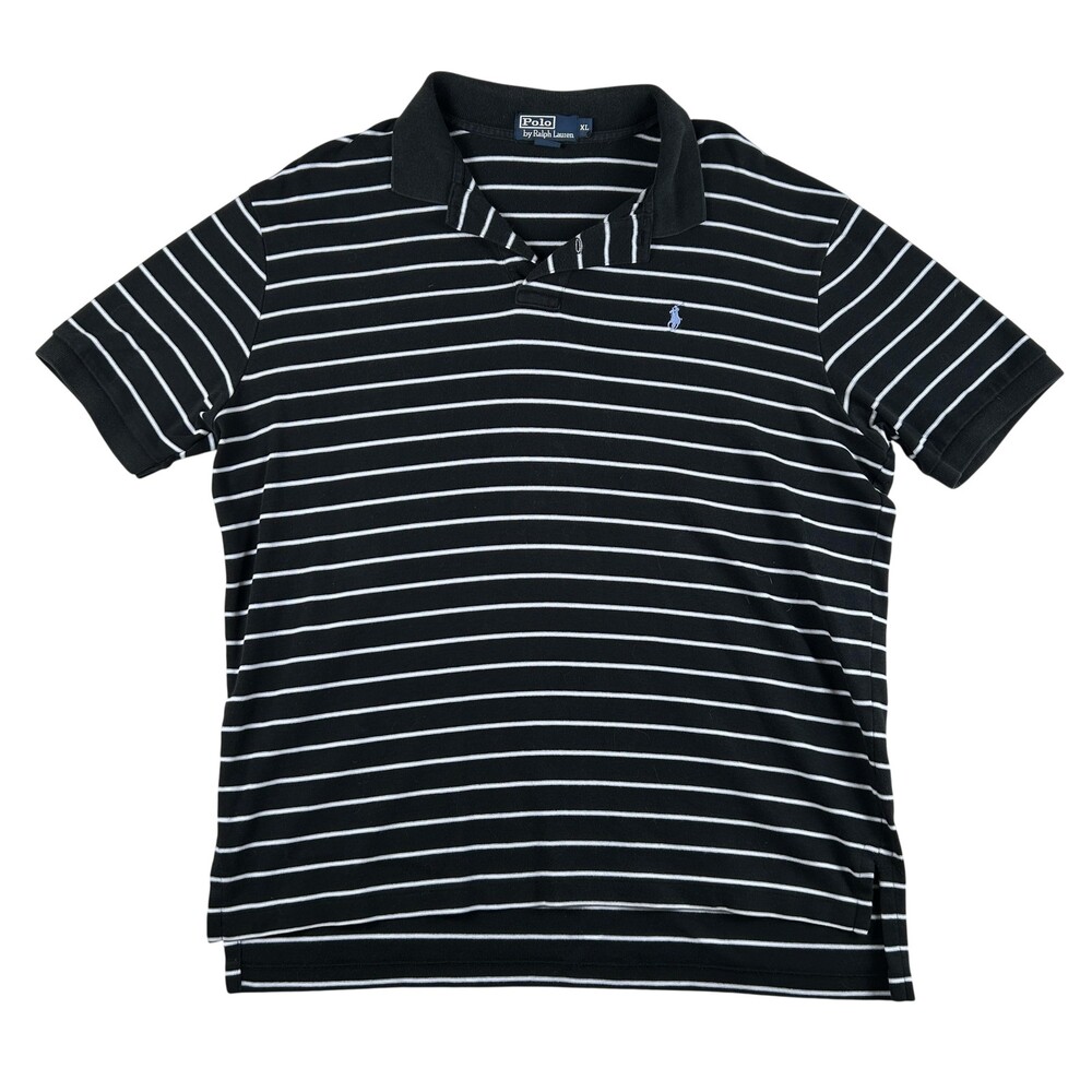 Polo By Ralph Lauren Shirt Mens XL Black Striped Short Sleeve Embroidered Logo